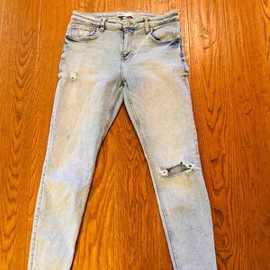 Zara‎ Light Blue Ripped Skinny Jeans